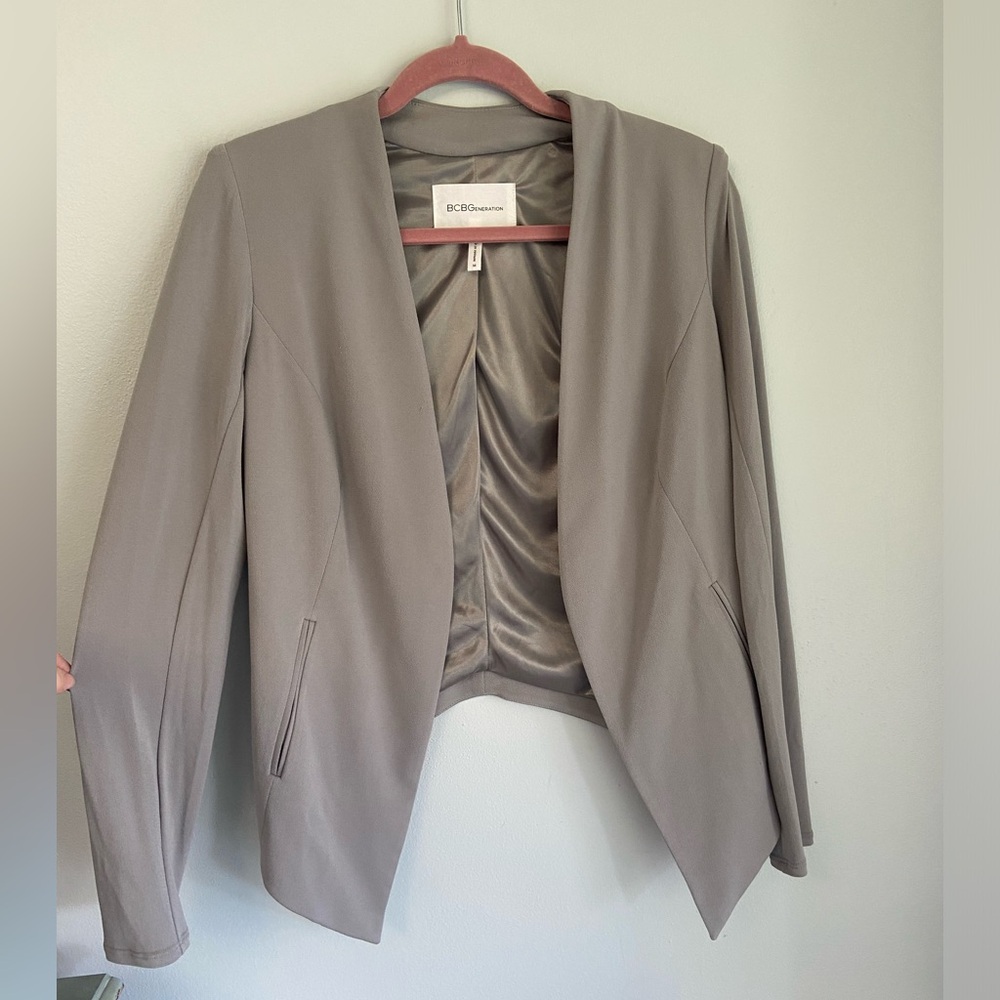 BCBGeneration Grey Draped Blazer Size Medium